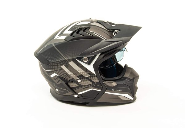 Шлем мото мотард GTX 690 #6 (XL) GREY/WHITE BLACK