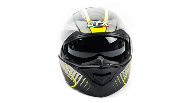 Шлем мото модуляр GTX 550 #3 (M) BLACK/FLUO YELLOW GREY (2 визора)