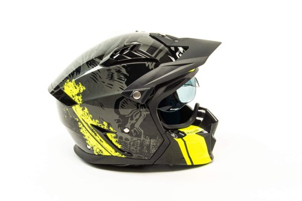 Шлем мото мотард GTX 690 #2 (L) BLACK/FLUO YELLOW GREY