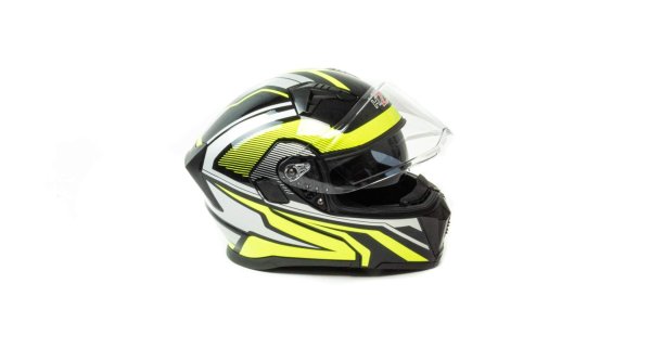 Шлем мото модуляр HIZER J5906 #1 (L)  black/neon yellow (2 визора)