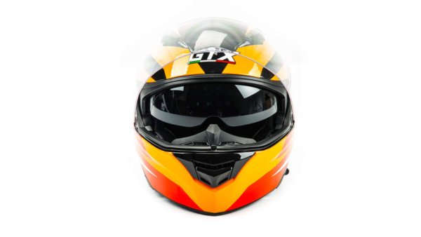 Шлем мото модуляр GTX 550 #2 (XL) BLACK/WHITE ORANGE RED (2 визора)