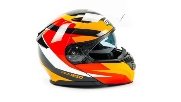 Шлем мото модуляр GTX 550 #2 (S) BLACK/WHITE ORANGE RED (2 визора)