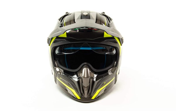 Шлем мото мотард GTX 690 #5 (XL) GREY/FLUO YELLOW BLACK