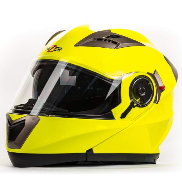 Шлем мото модуляр HIZER 625 #2 (M) lemon green (2 визора)