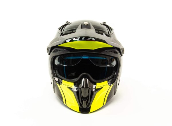 Шлем мото мотард GTX 690 #2 (M) BLACK/FLUO YELLOW GREY