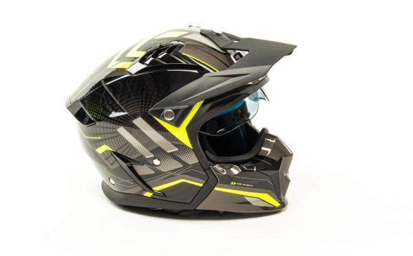 Шлем мото мотард GTX 690 #5 (M) GREY/FLUO YELLOW BLACK