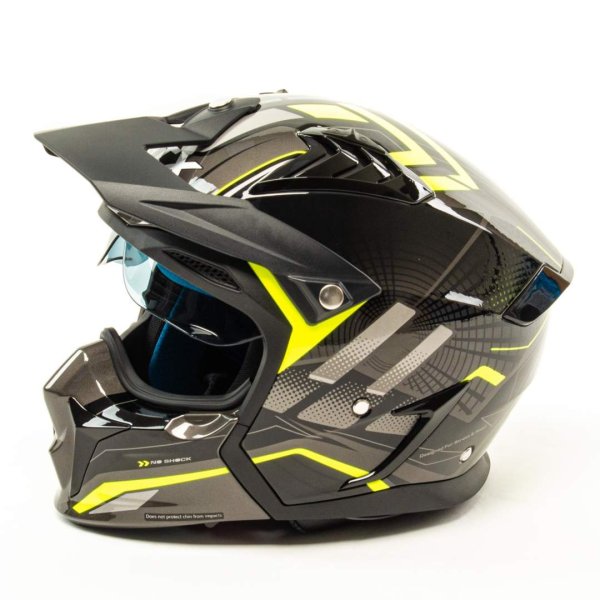Шлем мото мотард GTX 690 #5 (M) GREY/FLUO YELLOW BLACK