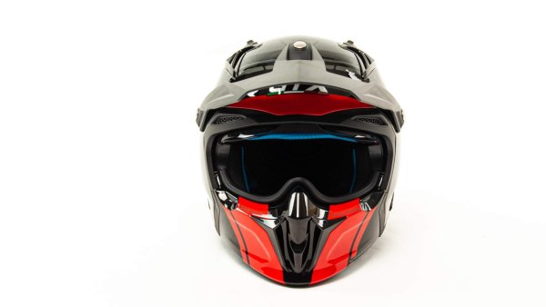 Шлем мото мотард GTX 690 #3 (M) BLACK/GREY RED