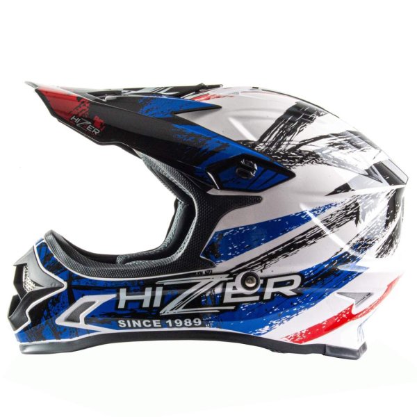 Шлем мото кроссовый HIZER J6805 #1 (L) black/white/blue