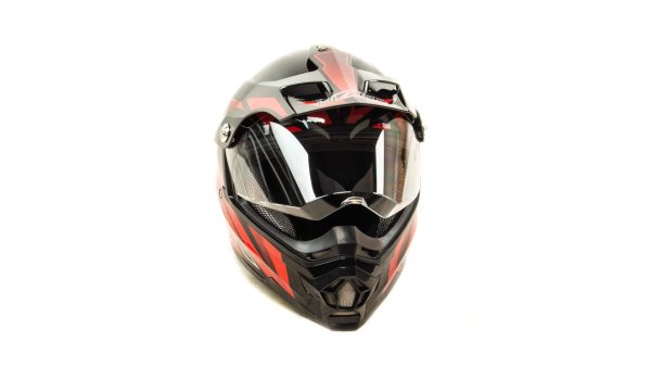 Шлем мото мотард HIZER B6196-1 #4 (L) black/red
