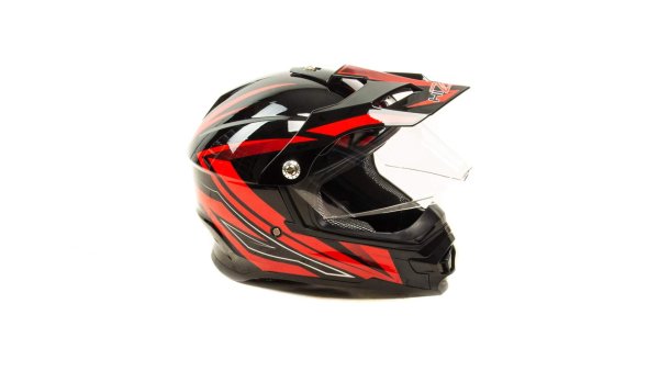 Шлем мото мотард HIZER B6196-1 #4 (L) black/red