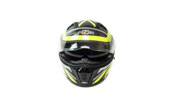 Шлем мото модуляр HIZER J5906 #1 (S) black/neon yellow (2 визора)